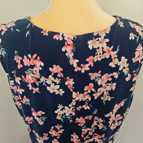 Jessica Howard Women's Size 16 Sleeveless Navy & Pink Floral Spring Dress - Picture 7 of 11